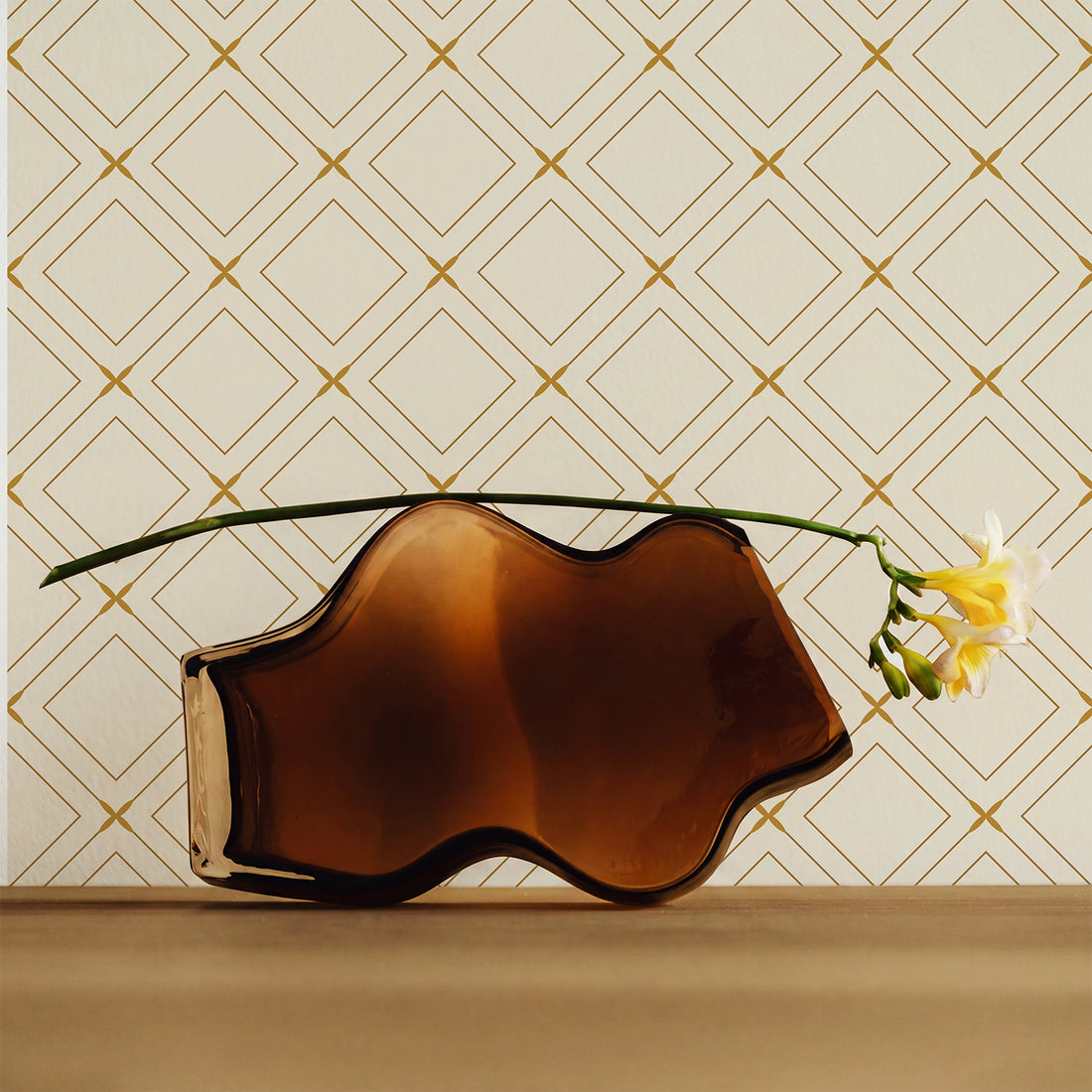 Neutral Geometric Tile Pattern Wallpaper