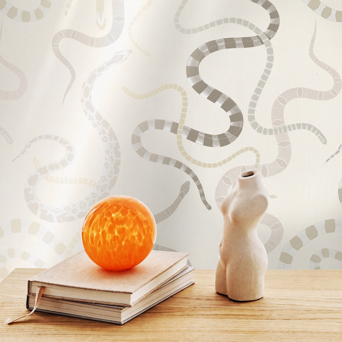 Metallic Pearl Snake In The Grass Wallpaper