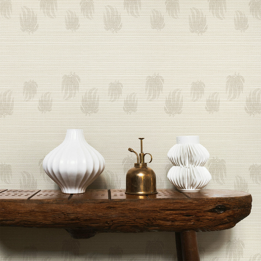 Tiny Fern Lines Grasscloth Wallpaper