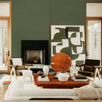 Olive Green Grasscloth Wallpaper