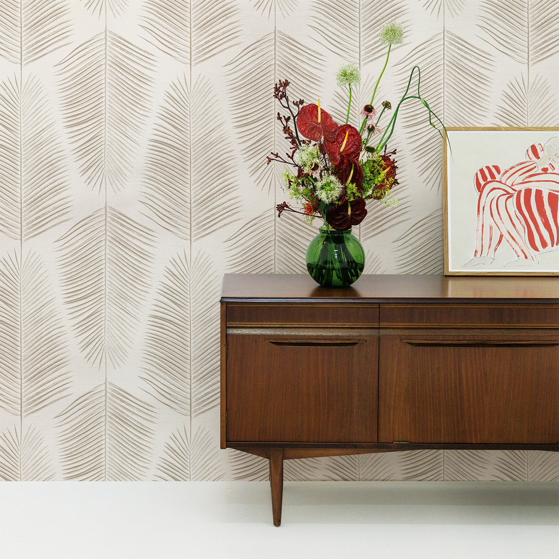 Palm Leaf Design Silk Wallpaper