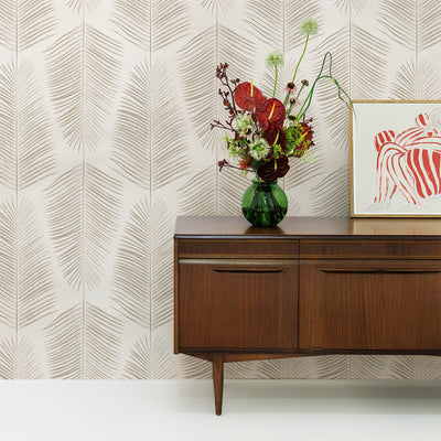 Palm Leaf Design Silk Wallpaper