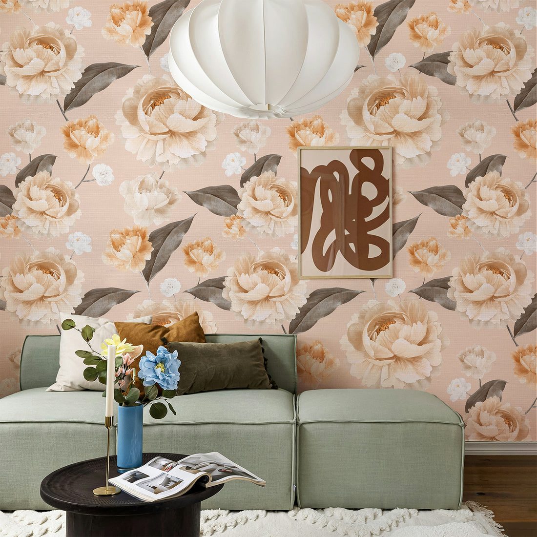 Pastel Peonies Silk Wallpaper