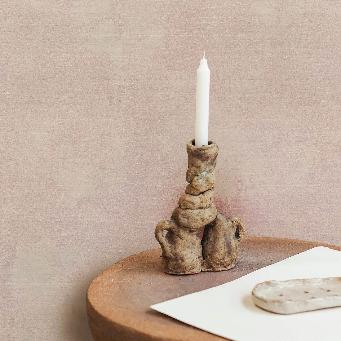 Pink Concrete Limewash Silk Wallpaper