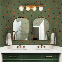 Pumpkin Pattern Wallpaper In Olive
