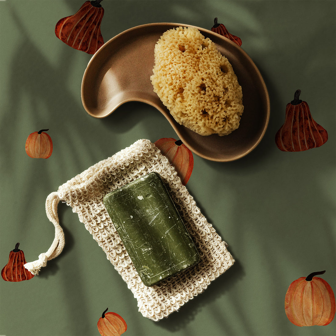 Pumpkin Pattern Wallpaper In Olive