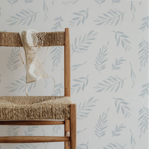 Rain Blue Palm Leaves Wallpaper