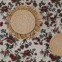 Red Vintage Floral Design Silk Wallpaper