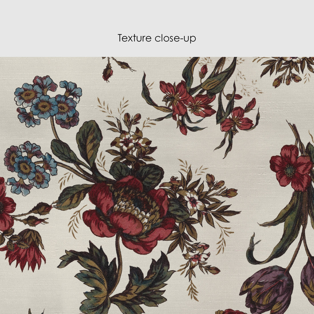 Red Vintage Floral Design Silk Wallpaper