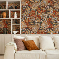 Retro Pastel Florals Silk Wallpaper