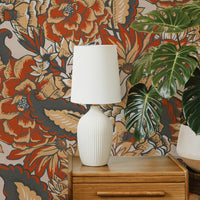 Retro Pastel Florals Silk Wallpaper