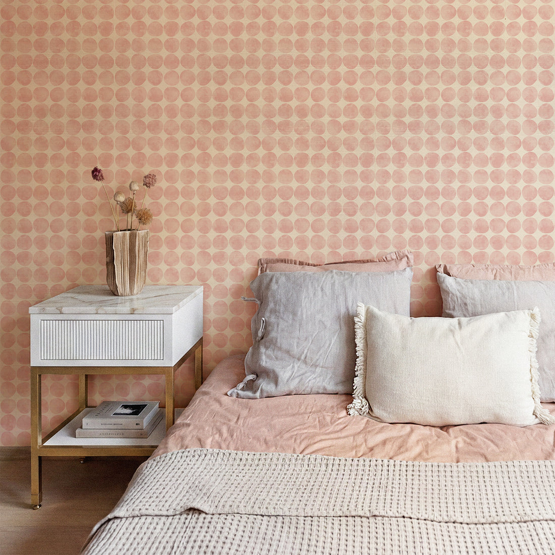 Pastel Pink Retro Chic Silk Wallpaper
