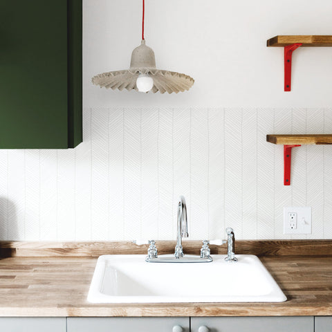 Simple Herringbone Mist Design Backsplash