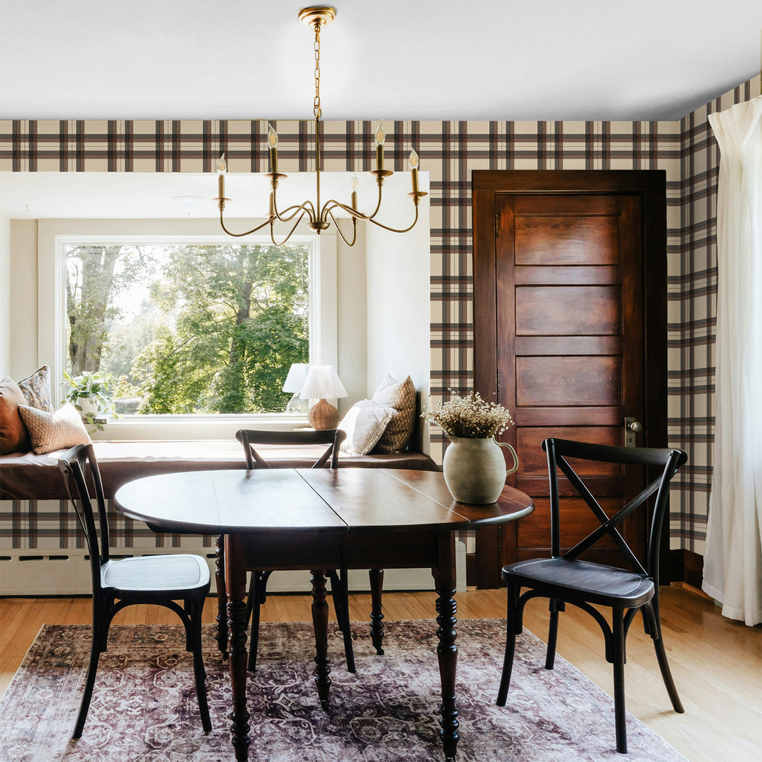Tartan Inspired Wallpaper In Brown