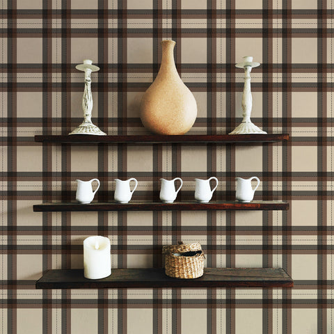 Tartan Inspired Wallpaper In Brown