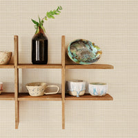 Tiny Houndstooth Grasscloth Wallpaper in Neutral