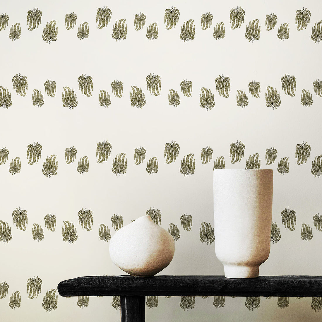 Tiny Green Fern Lines Wallpaper