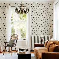 Tiny Blue Flowers Grasscloth Wallpaper