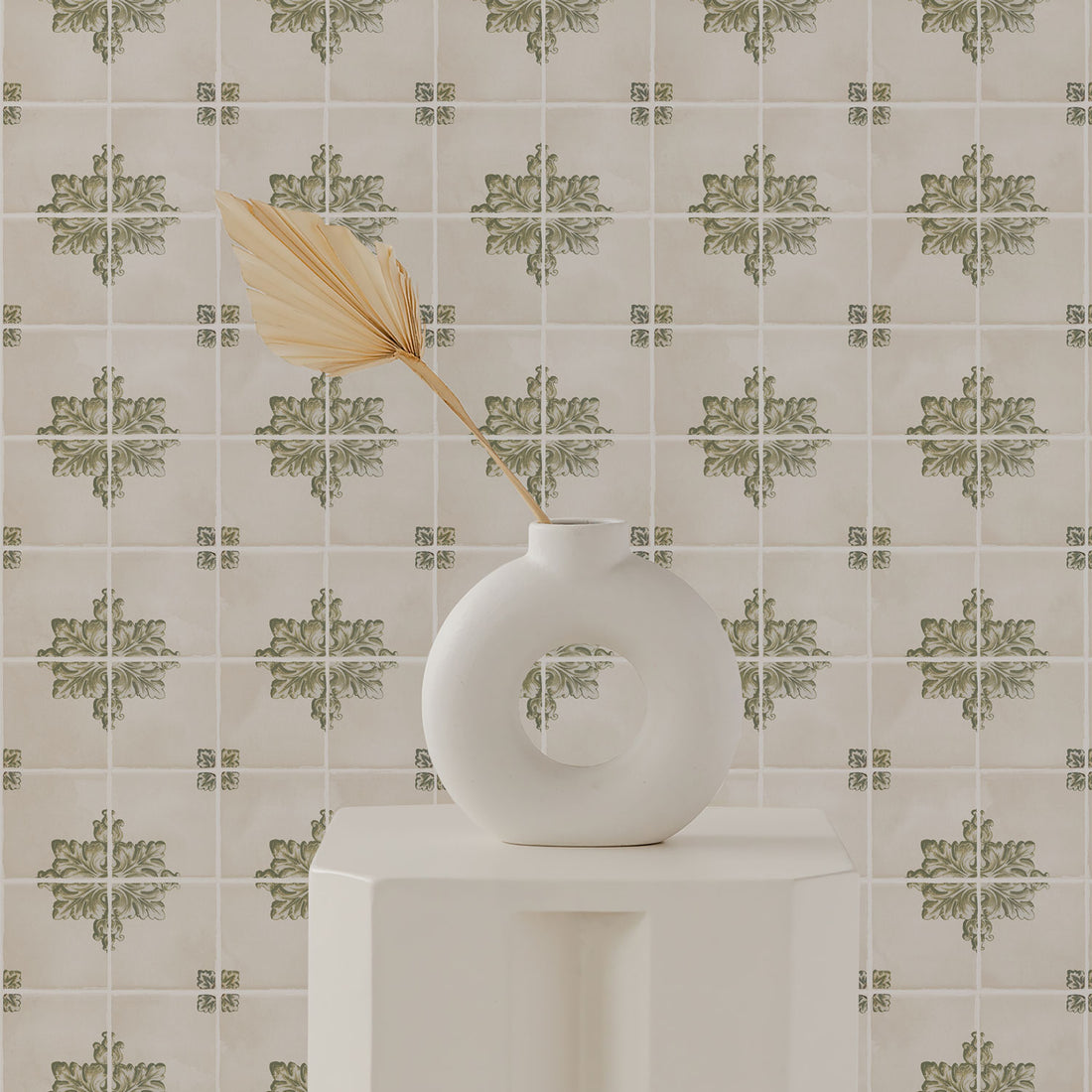 Elegant vintage Sicilian tiles wallpaper inspired by White Lotus series
