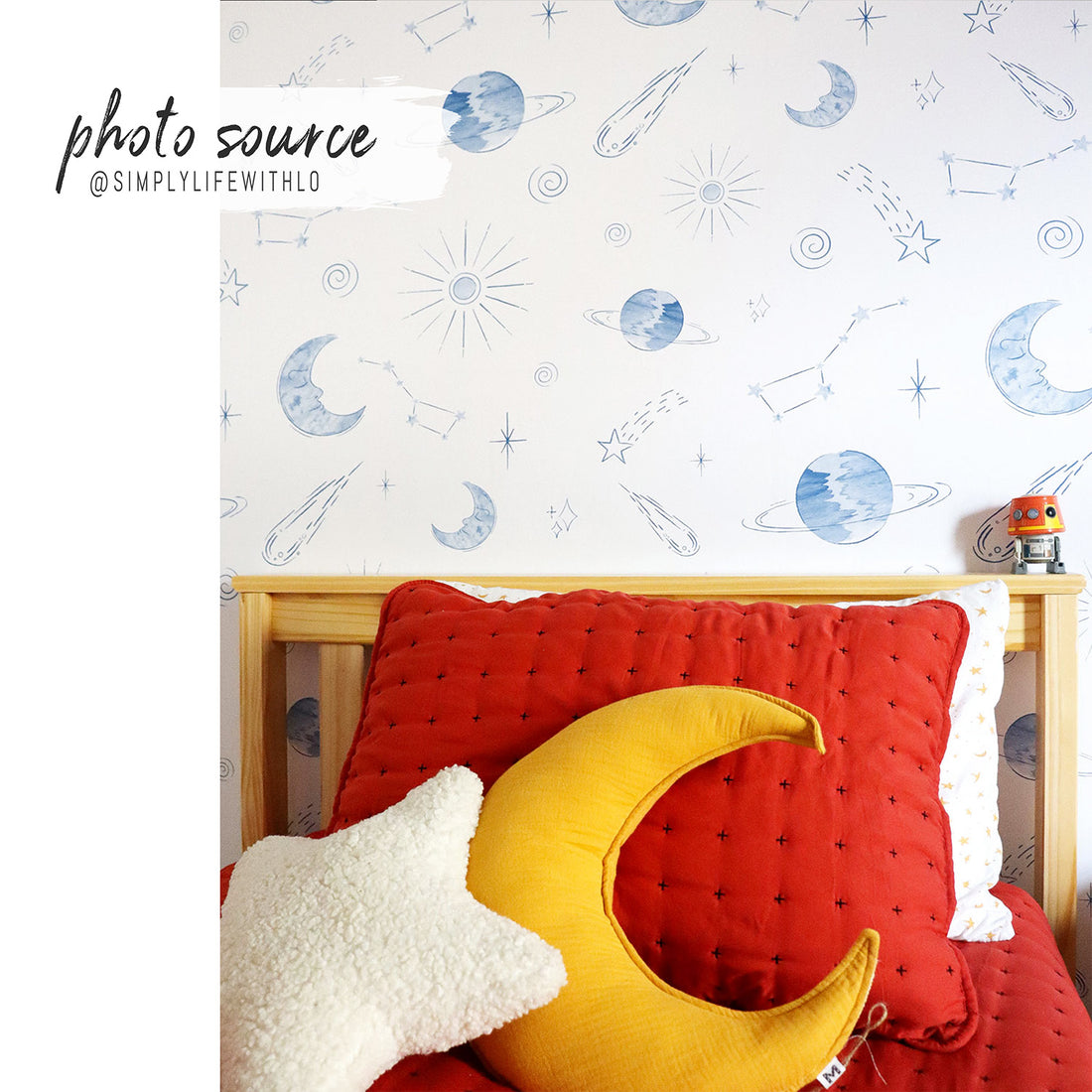 Vintage planets pattern wallpaper for nursery interior | Livettes ...