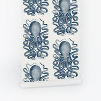 Navy Vintage Octopus Wallpaper