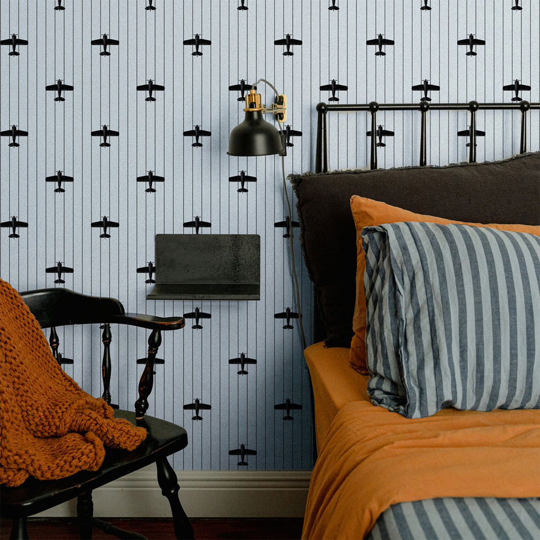 Blue Vintage Airplane Wallpaper