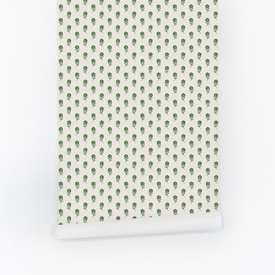 Classic Green Tiny Floral Wallpaper