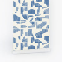 light blue coastal inspired wallpaper design with tiles