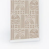 aztec inspired wallpaper print in neutral color