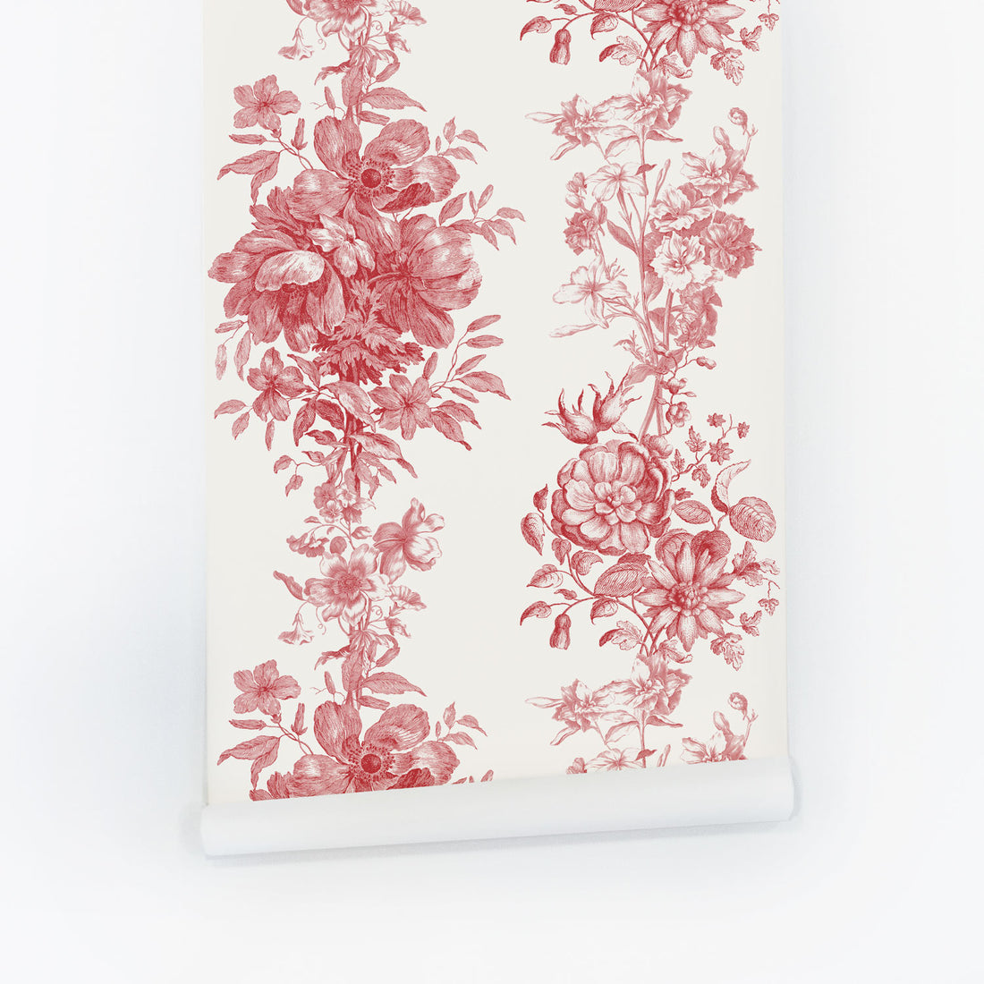 removable wallpaper with red flowers