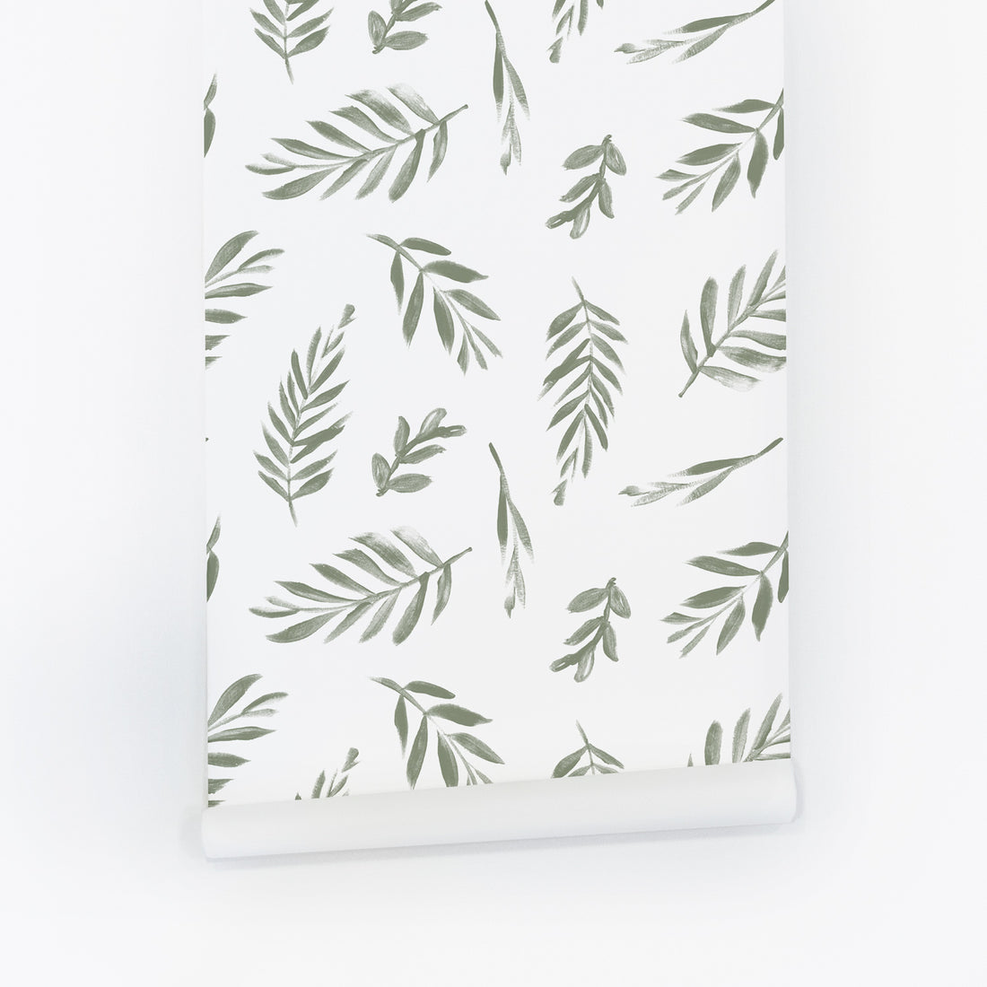 Olive Green Palm Leaves Wallpaper