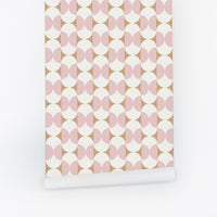 Modern Tiny Geometric Scallop Print Wallpaper