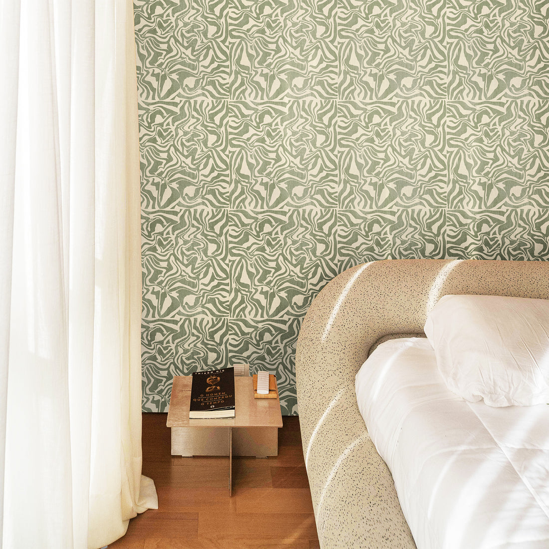 Wooden Zebra Pattern Silk Wallpaper