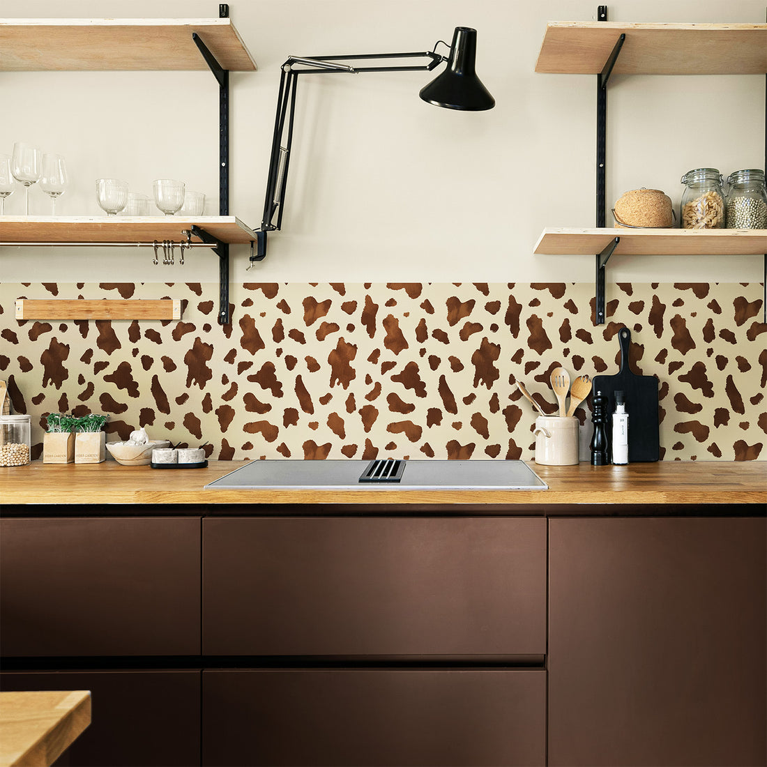 Watercolor Cow Print Backsplash