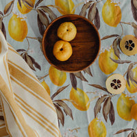 tablecloth fabric design with bright yellow lemons