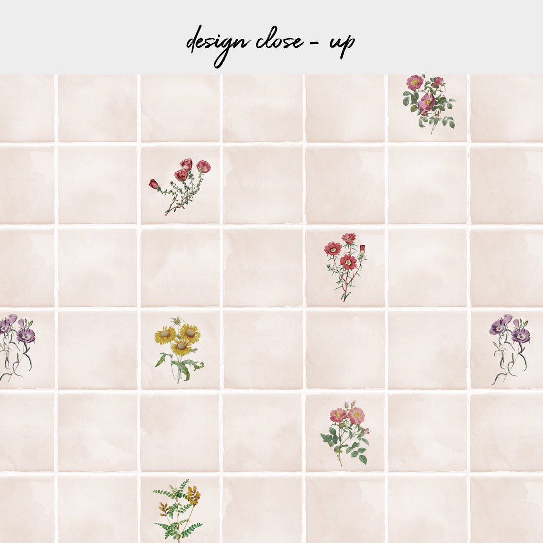Vintage Floral Tile Design Backsplash
