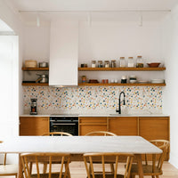 bright terrazzo pattern kitchen splashbacks