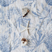 costal style fabric with blue coral pattern