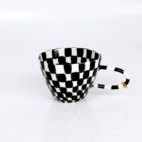 Handmade Porcelain Cup (Checkers)