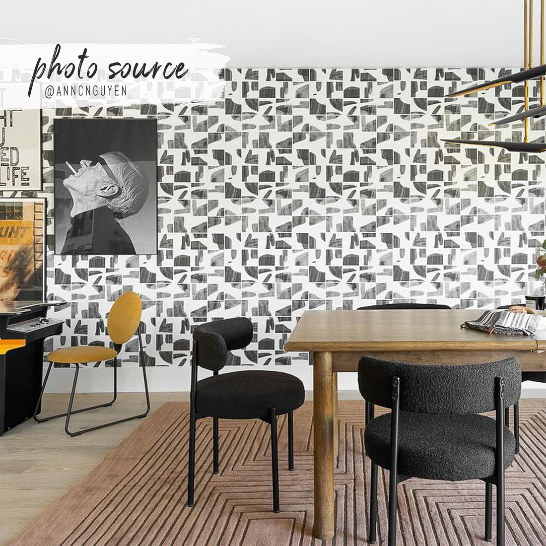 Black Wooden Tile Design Wallpaper