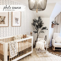 Black delicate herringbone nursery wallpaper