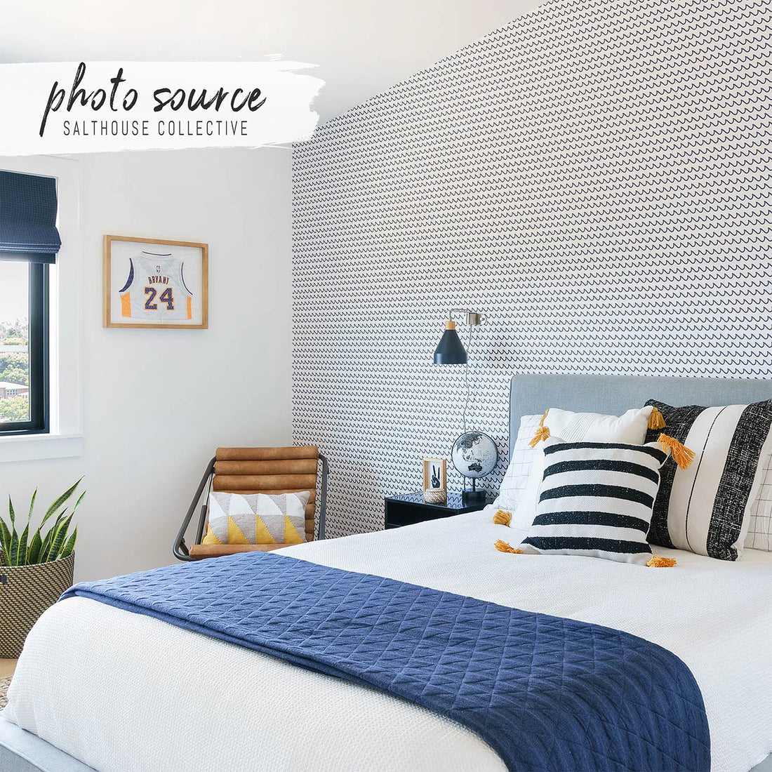 Doodle waves nautical theme wallpaper