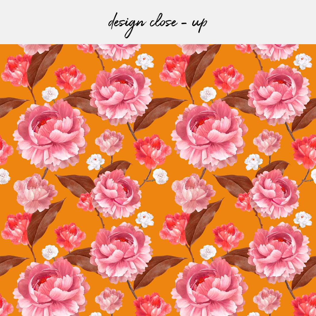peel and stick backsplash with bright pink and orange florals