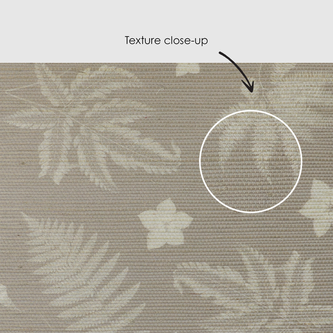 Neutral Fern And Tiny Flower Grasscloth Wallpaper