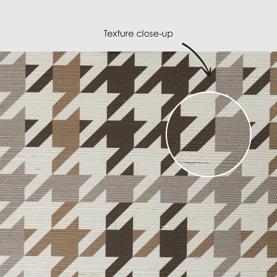 Brown Houndstooth Plaid Grasscloth Wallpaper