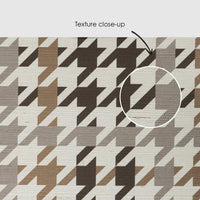 Brown Houndstooth Plaid Grasscloth Wallpaper