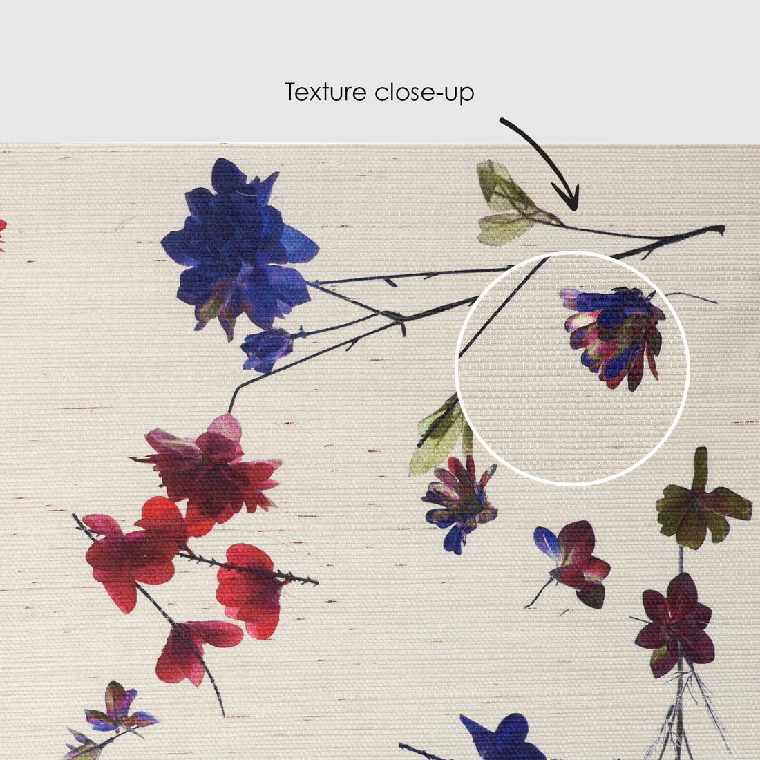 Colorful Wildflower Meadow Grasscloth Wallpaper