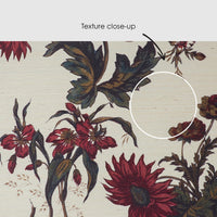 Vintage Floral Grasscloth Wallpaper