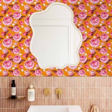 Colorful floral removable wallpaper