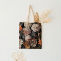 vintage floral print fabric tote bag